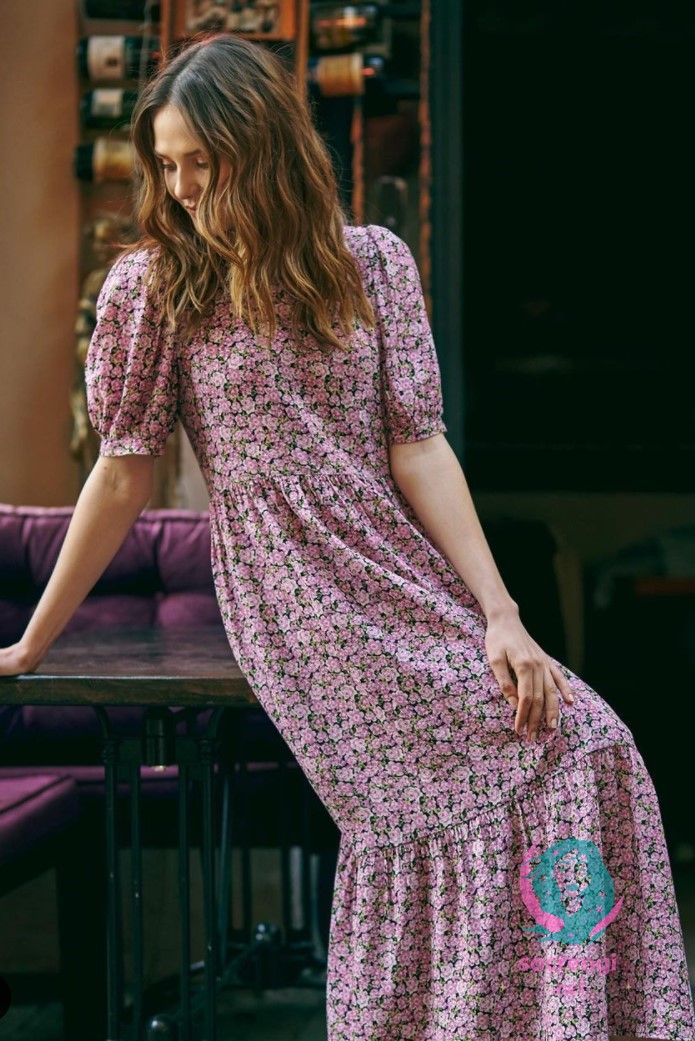 Alina Boz Uzun Etnik Elbise Modeli
