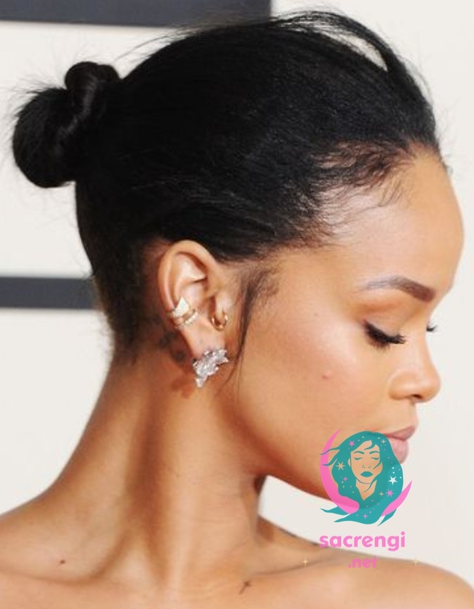 Rihanna Kısa Saç Topuz Modelleri